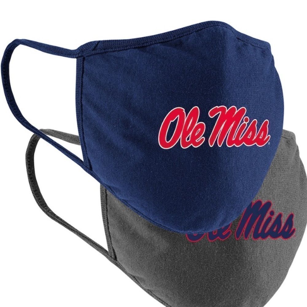 New in Package OLE MISS REBELS NCAA Face Covering Face Mask Masks Set of 2